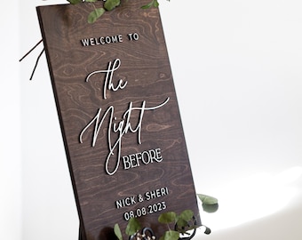 The Night Before Wood Wedding Sign, Wedding Rehearsal Welcome Sign, Minimalist Rehearsal Sign, Modern Wood Sign, Personalized Shower Sign