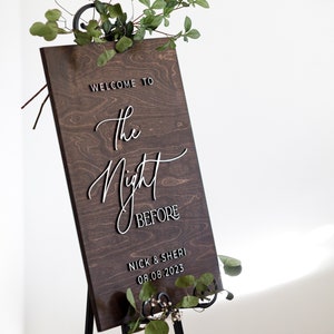 The Night Before Wood Wedding Sign, Wedding Rehearsal Welcome Sign, Minimalist Rehearsal Sign, Modern Wood Sign, Personalized Shower Sign