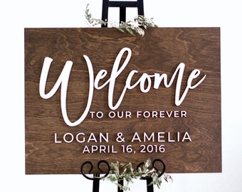 3D Wedding Welcome Sign, 3D wedding signage, Custom Wood Wedding Sign, Welcome to Our Forever Sign, 3D Wedding Name Board