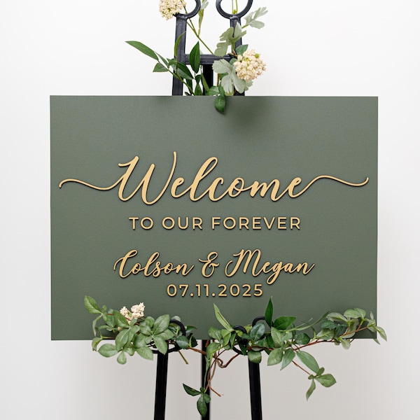 3D Wooden Wedding Welcome Sign – Personalized Minimalist Decor for Wedding Entrance & Reception