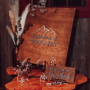 3D Mountain Guest Book Alternative - Our Adventure Awaits Guestbook - Wood 3D Guest Book Sign - Unique Wood Guestbook -  Wedding Sign