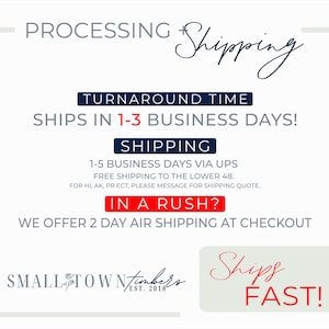 The image is a promotional advertisement for shipping services, featuring text that highlights the turnaround time, shipping options, and a rush offer.