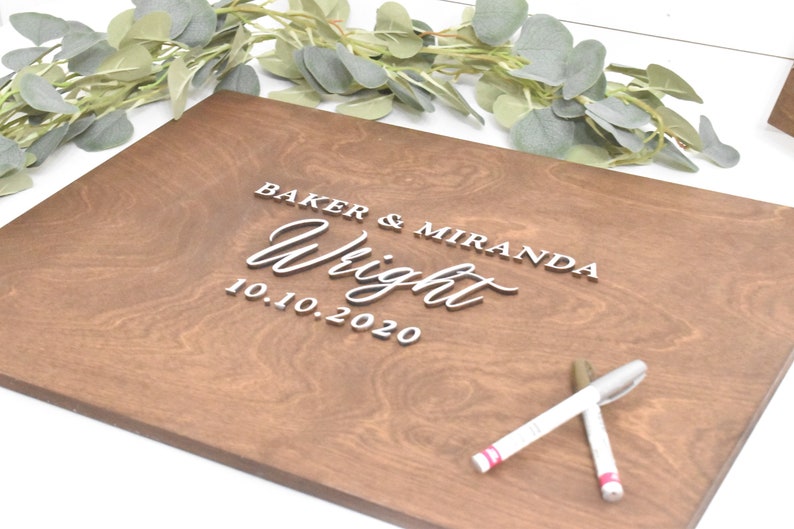 3D Wedding Guest Book Alternative Rustic Guest book Wooden 3D Guest Book Sign Unique Wood Guestbook Wedding Sign image 1