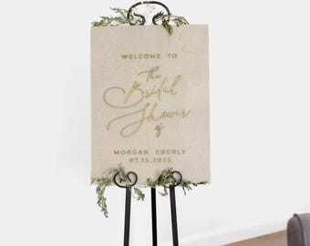 Bridal Shower Welcome Sign, Custom 3D Gold Wood Wedding Sign, Minimalist Bridal Shower Sign, Modern Wood Sign, Personalized Shower Sign