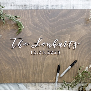 3D Wedding Guest Book Alternative - Wood 3D Guest Book Sign - Unique Wood Guestbook - Last Name Guest book