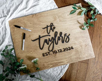 3D Wedding Guest Book Alternative - Wood 3D Guest Book Sign - Unique Wood Guestbook - Last Name Guest book