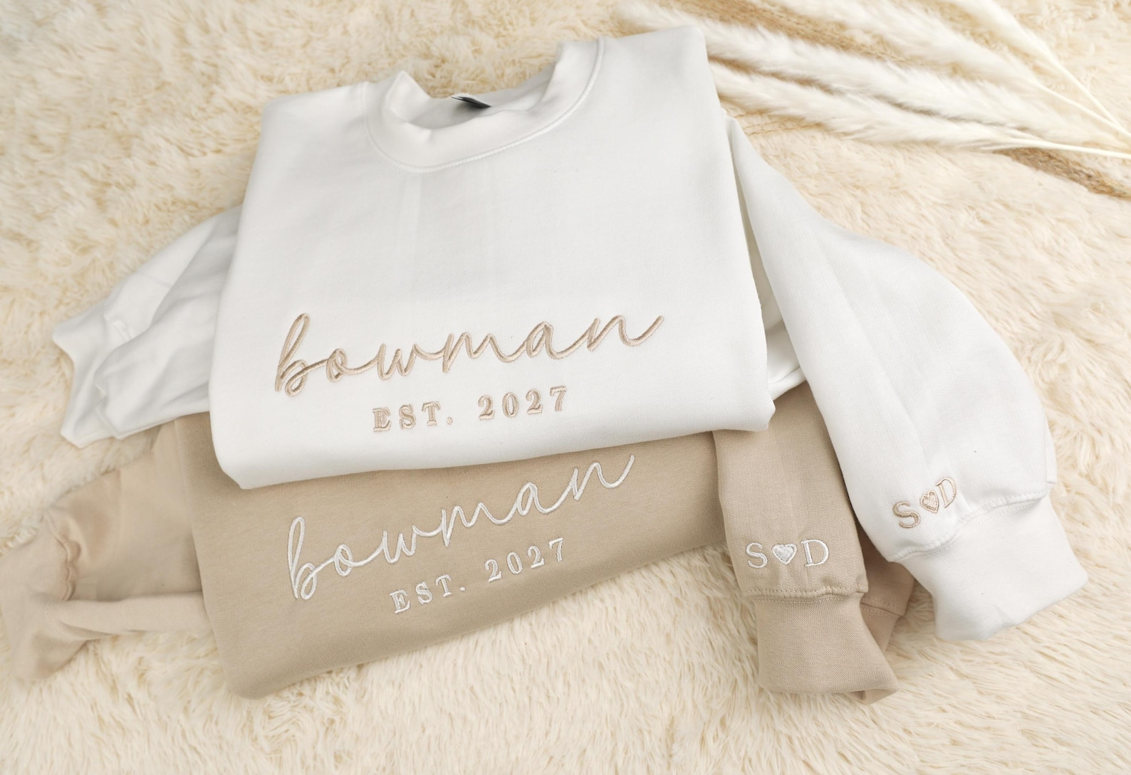 Personalized Embroidered Sweatshirt, Est date, Custom Couple Last Name, His and hers Matching Shirts