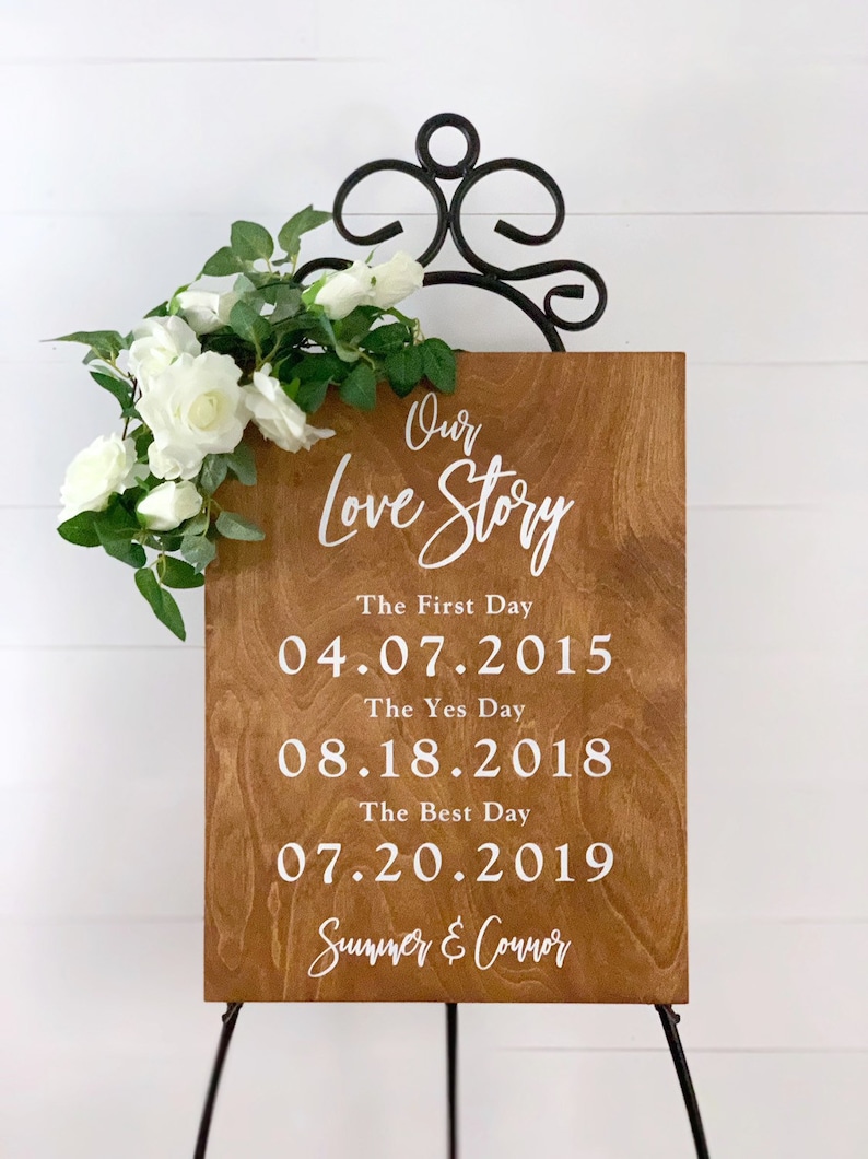 Wood Wedding Sign, Our Love Story Sign, First Day Yes day Best Day Sign, Welcome Wedding Sign, Anniversary Gift, Wedding Gift gift image 2