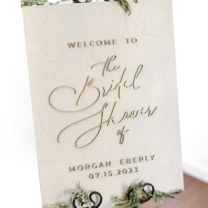 Bridal Shower Welcome Sign, Custom 3D Gold Wood Wedding Sign, Minimalist Bridal Shower Sign, Modern Wood Sign, Personalized Shower Sign
