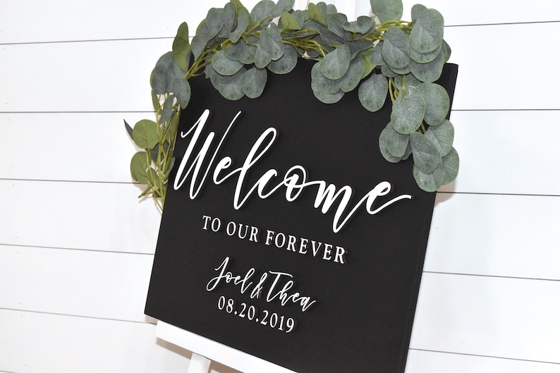 Painted 3D Wedding Welcome Sign Custom Wood Wedding Sign image 1