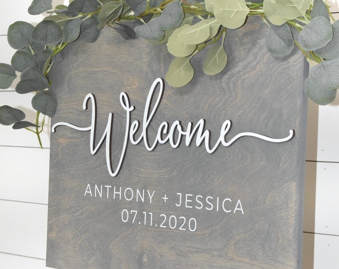 3D Wedding Welcome Sign - Custom Wood Wedding Sign - Unique Ceremony ...
