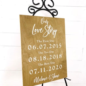 Wood Wedding Sign, Our Love Story Sign, First Day Yes day Best Day Sign, Welcome Wedding Sign, Anniversary Gift, Wedding Gift gift image 3