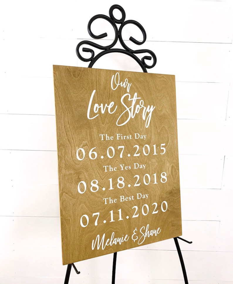 Wood Wedding Sign, Our Love Story Sign, First Day Yes day Best Day Sign, Welcome Wedding Sign, Anniversary Gift, Wedding Gift gift image 3