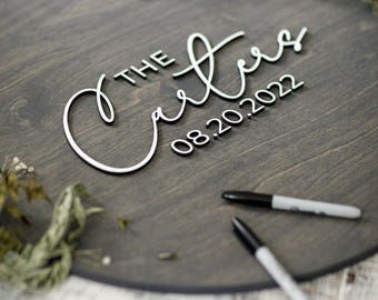 Wedding Guest Book Sign, 3D Rustic Guest Book Alternative, Personalized Wedding Sign in board, Custom Last Name Guest book