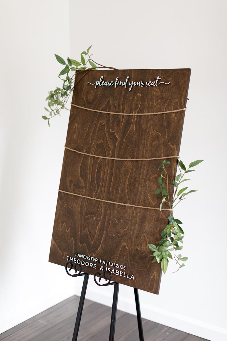 Seating Chart Sign, 3D Wooden Find Your Seat Sign, Rustic Wedding Sign, Wedding Seating Plan Sign, Table Place Card Sign, Minimalist Decor image 2
