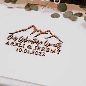 3D Wedding Guest Book Alternative - Our Adventure Awaits Guestbook - Wood 3D Guest Book Sign - Unique Wood Guestbook - Mountain Wedding Sign