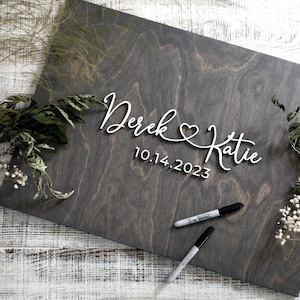 3D Wedding Guest Book Alternative, Heart Guest Book, Wood 3D Guest Book Sign, Unique Wood Guestbook, Names with Heart Wedding Signage