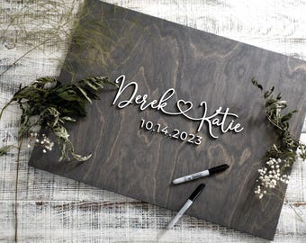 3D Wedding Guest Book Alternative, Heart Guest Book, Wood 3D Guest Book Sign, Unique Wood Guestbook, Names with Heart Wedding Signage