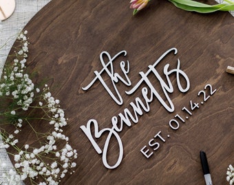 3D Wedding Guest Book Alternative - Wood 3D Guest Book Sign - Unique Wood Guestbook - Last Name Guest book