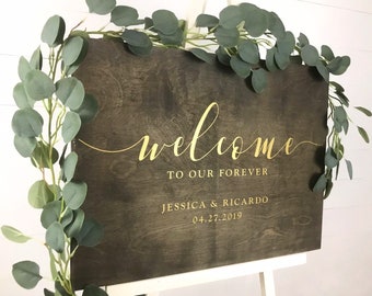 Wedding Welcome Sign, Personalized Welcome Wedding Signage, Wood Wedding Decor, Custom Wedding Sign, Wedding Reception Sign