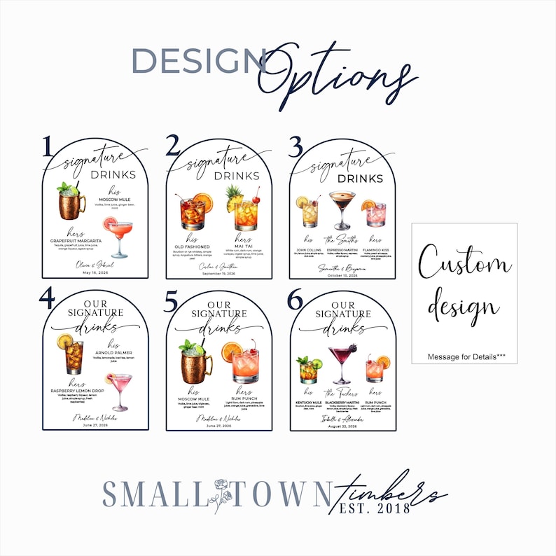 Signature Drinks Wedding Bar Sign – Acrylic Arch with UV Printed Custom Cocktail Menu and Names, Perfect for Reception Decor image 6