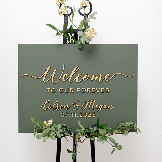 3D Wooden Wedding Welcome Sign – Personalized Minimalist Decor for Wedding Entrance & Reception