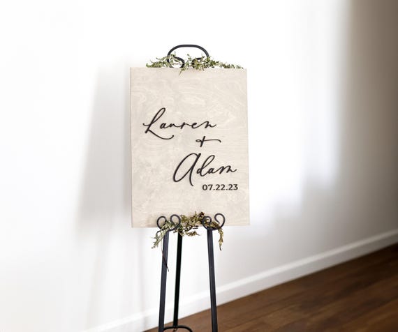 Minimalist Wedding Welcome Sign, Custom 3D Wood Wedding Sign, Personalized Couples Name Sign, Ceremony wedding signage, Wedding Name Board