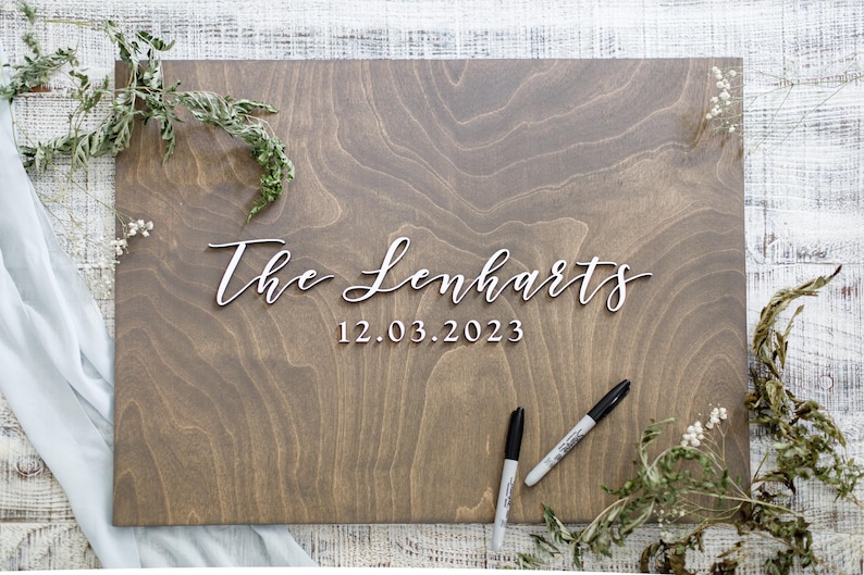 3D Wedding Guest Book Alternative - Wood 3D Guest Book Sign - Unique Wood Guestbook - Last Name Guest book image 4