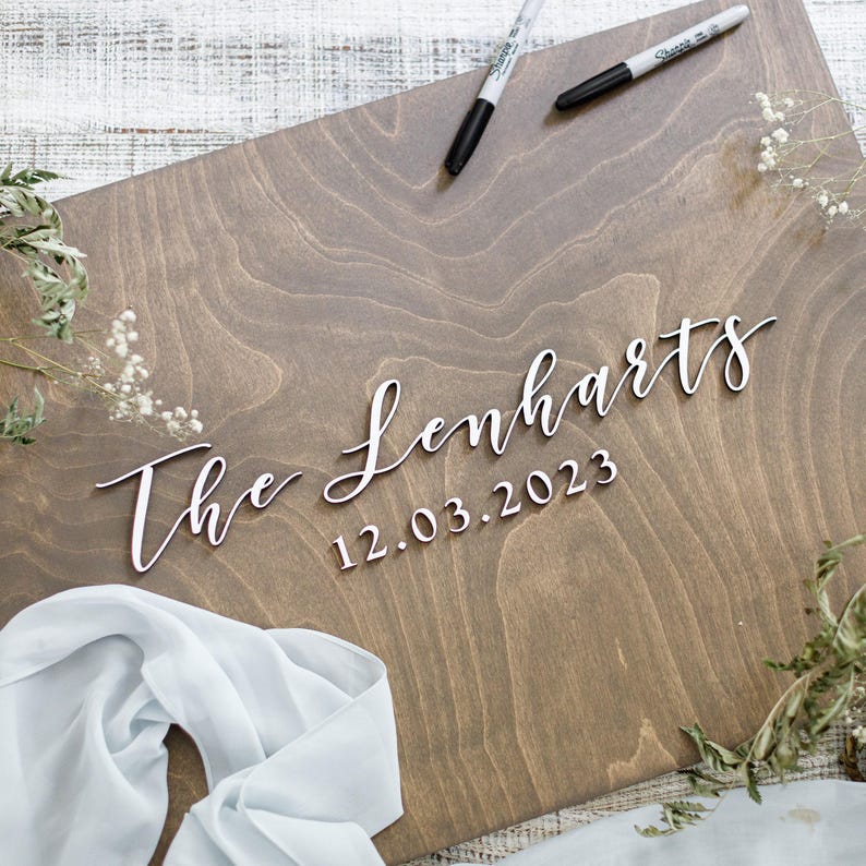 3D Wedding Guest Book Alternative - Wood 3D Guest Book Sign - Unique Wood Guestbook - Last Name Guest book image 2