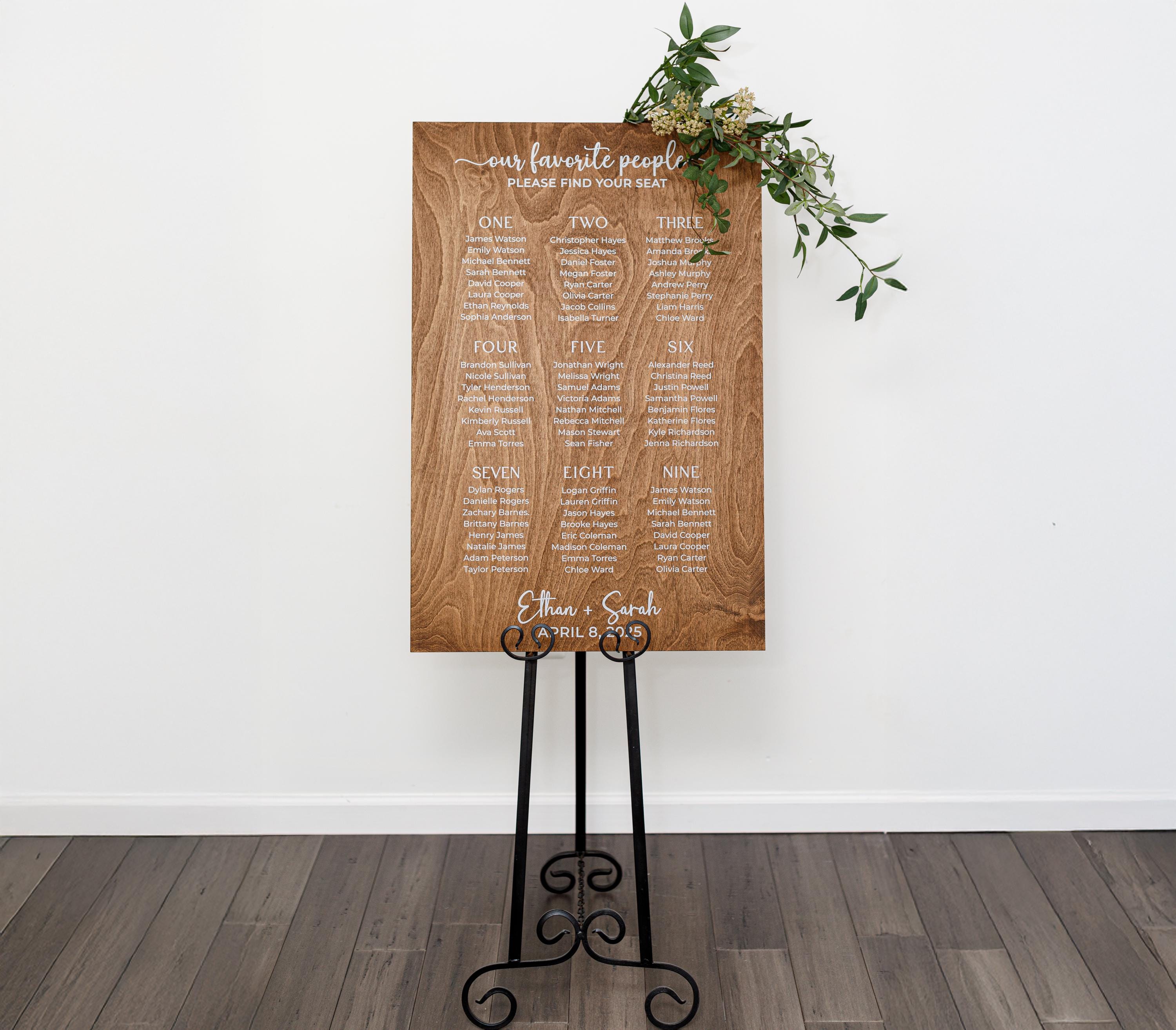 UV Printed Wood Wedding Seating Chart Sign