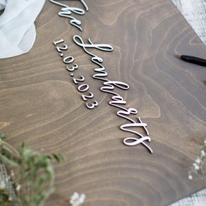 3D Wedding Guest Book Alternative - Wood 3D Guest Book Sign - Unique Wood Guestbook - Last Name Guest book image 3