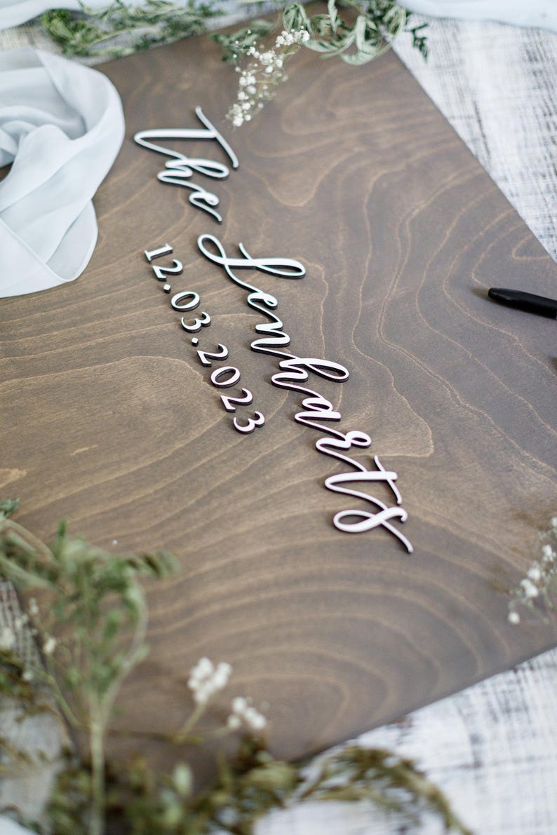3D Wedding Guest Book Alternative - Wood 3D Guest Book Sign - Unique Wood Guestbook - Last Name Guest book image 3