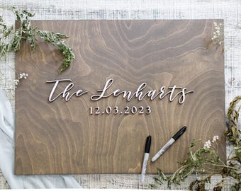 3D Wedding Guest Book Alternative - Wood 3D Guest Book Sign - Unique Wood Guestbook - Last Name Guest book