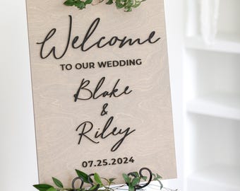 Custom 3D Wood Wedding Sign, Wedding Welcome Sign, Personalized Wedding Signage, Welcome to Our Wedding Sign, Rustic Wedding Name Board