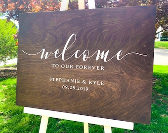 Wedding Welcome Sign, Custom Wood Wedding Decoration.