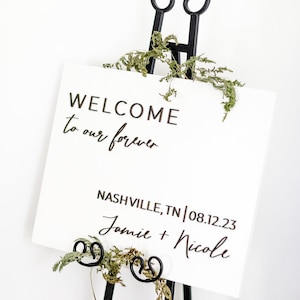 Minimalist Wedding Welcome Sign, Custom 3D Wood Wedding Sign, Welcome to Our Forever Sign, White Wedding signage, Location Wedding Board