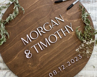 Wedding Guest Book Alternative, Rustic Guest Book, Circle Wood 3D Guest Book Sign, Unique Wood Guestbook, Round Wedding Signage, Sign in