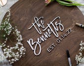 3D Wedding Guest Book Alternative, Rustic Guest Book Sign, Unique Personalized Guestbook, Custom Last Name Guest book