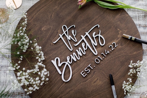 3D Wedding Guest Book Alternative, Rustic Guest Book Sign, Unique Personalized Guestbook, Custom Last Name Guest book