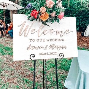 Painted 3D Wedding Welcome Sign, Custom Wood Wedding Signage, Welcome to Our Forever Sign, White Champagne Sign board