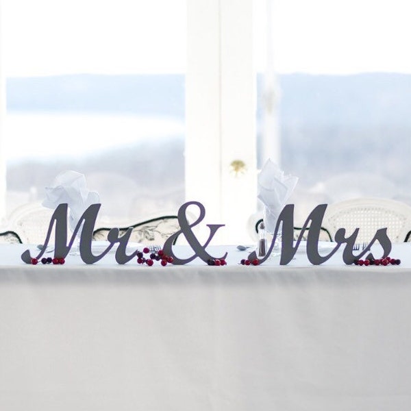 Mr and Mrs Wedding Signs, Large Wooden Mr & Mrs Letters for Sweetheart Table, Wedding Decor, 7" head table sign