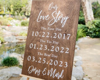 Wood Wedding Sign, Our Love Story Sign, First Day Yes day Best Day Sign, Welcome Wedding Sign, Anniversary Gift, Wedding Gift gift