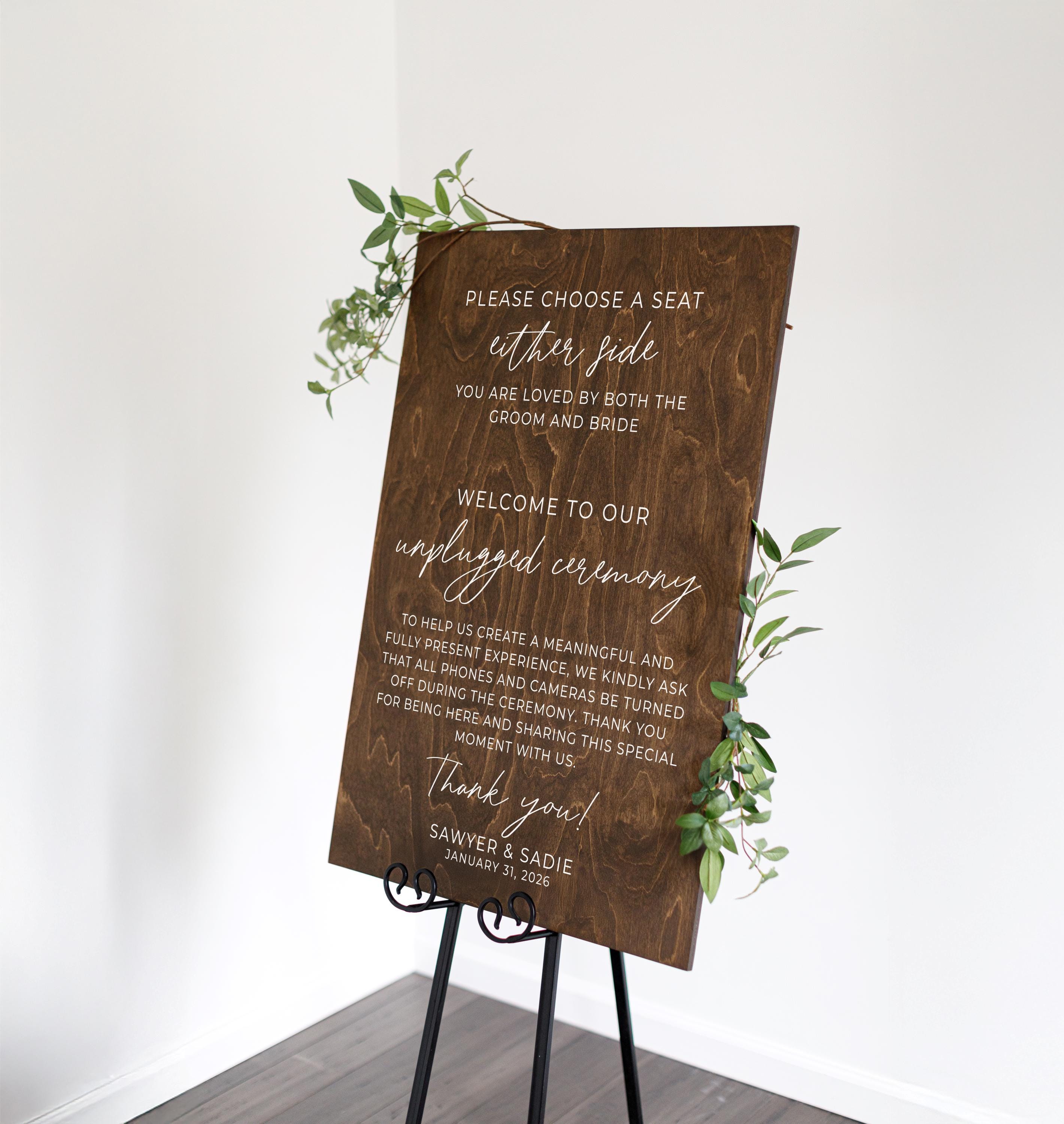Choose a Seat Not a Side Sign – Unplugged Ceremony Decor, Wedding ...