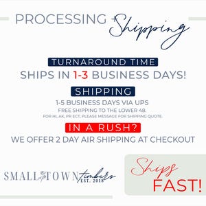The image is a promotional advertisement for shipping services, featuring text that highlights the turnaround time, shipping options, and a rush offer.