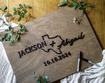 Wedding Guest Book Alternative, Texas Wood Guest book, State Sign, Texas State Guest Book Sign, Wood Guestbook, Wood Guest Board Sign
