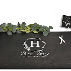 Wedding Guest Book Alternative - Rustic Guest book - Wooden Hexagon Guest Book Sign - Unique Wood Guestbook - Black Guest Book
