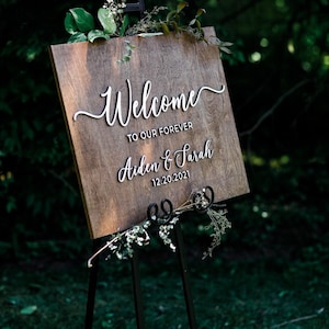 3D Wedding Welcome Sign, 3D wedding signage, Custom Wood Wedding Sign, Welcome to Our Forever Sign, 3D Wedding Name Board afbeelding 2