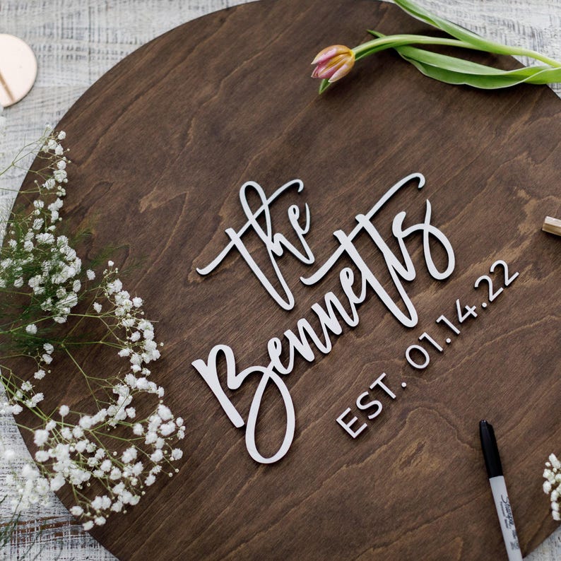 3D Wedding Guest Book Alternative, Rustic Guest Book Sign, Unique Personalized Guestbook, Custom Last Name Guest book image 4