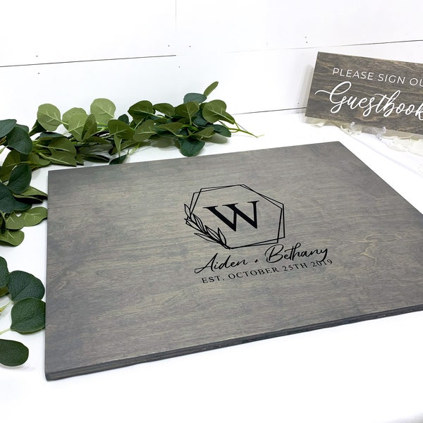 Wedding Guest Book Alternative - Rustic Guest book - Wooden Hexagon Guest Book Sign - Unique Wood Guestbook - Grey Guest Book