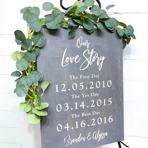 Wood Wedding Sign, Our Love Story Sign, First Day Yes day Best Day Sign, Welcome Wedding Sign, Anniversary Gift, Wedding Gift gift image 7